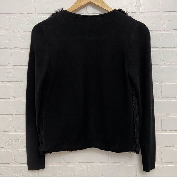 BANANA Republic black cardigan faux fur and cotton vest cardigan in XS - Picture 4 of 14